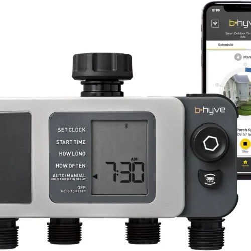 Smart Hose Watering Timer with 4 Ports, Automatic Garden Irrigation System for Efficient Lawn Care